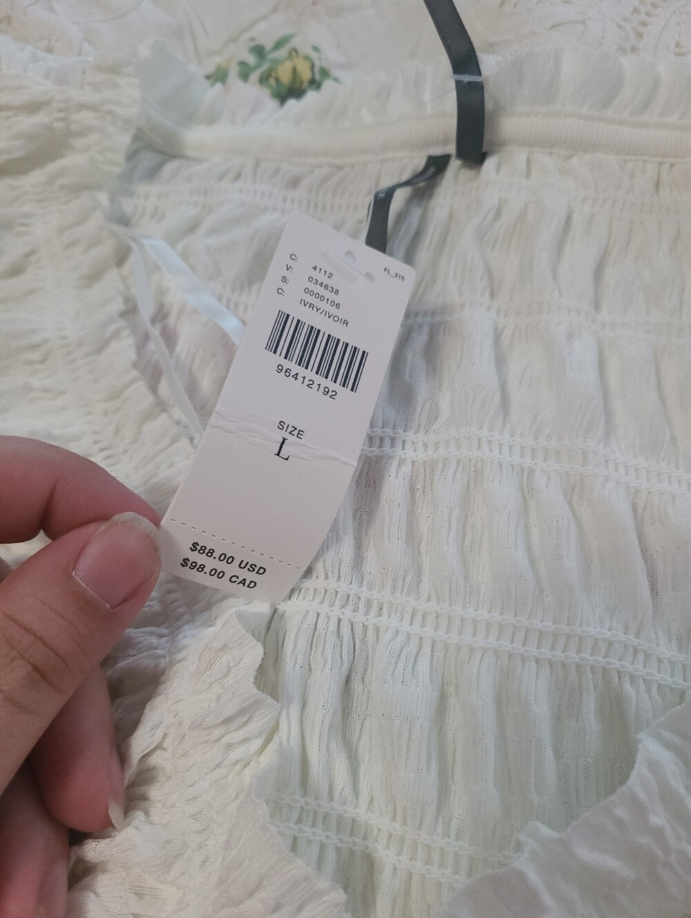 By Anthropologie Long-Sleeve Smocked V-Neck Top Large NWT - Picture 4 of 7